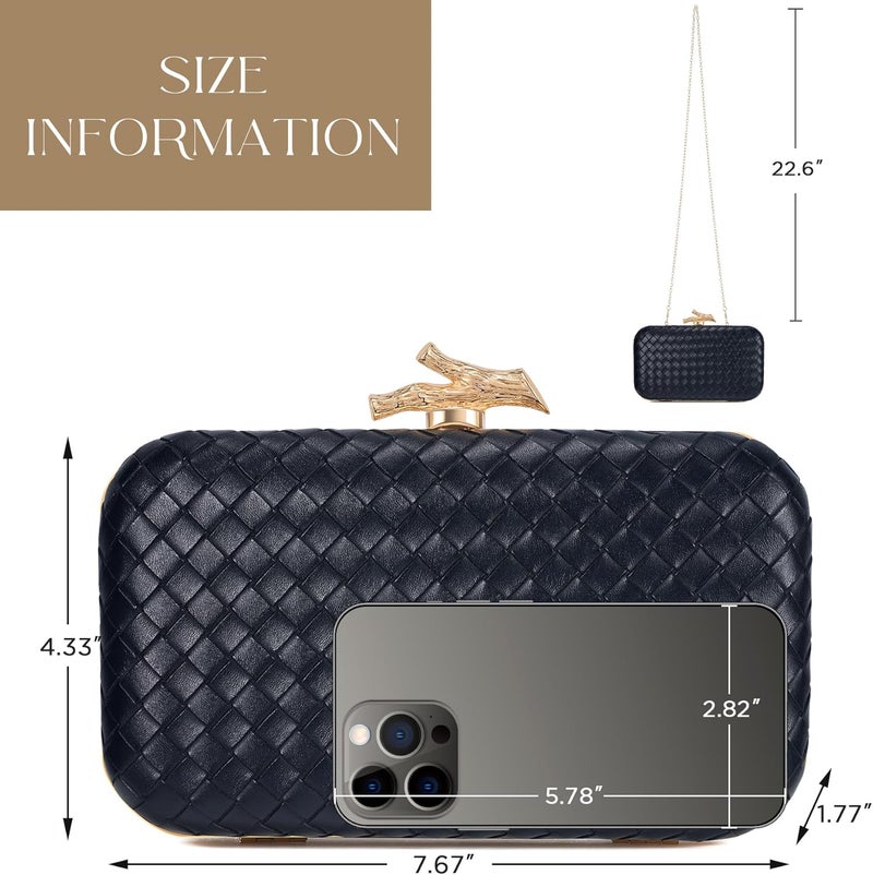 CHUNLI Clutch Purses for Women Evening/Wedding Chic Woven Bag Formal PU Leather Purse Designer Handbags for Women - Image 5